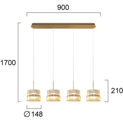 LED viseča svetilka na kablu LUXE LED/46W/230V iz medenine