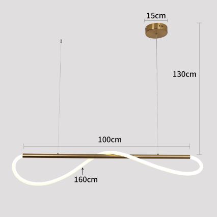 LED viseča svetilka na kablu MELECA LED/24W/230V 3000/4000/6000K 100 cm v zlati barvi
