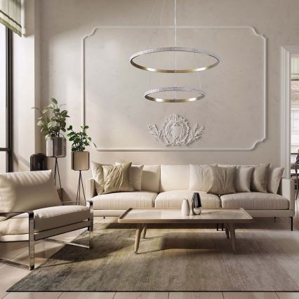 LED viseči lestenec DIANA na kablu, 44 W, 230 V, 4000 K, premer 59 cm, v zlati barvi
