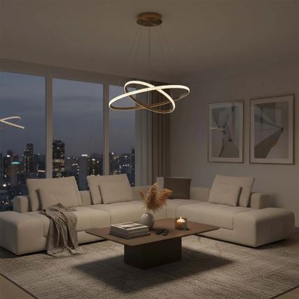 LED viseči lestenec DIANA na kablu, 44 W, 230 V, 4000 K, premer 59 cm, v zlati barvi