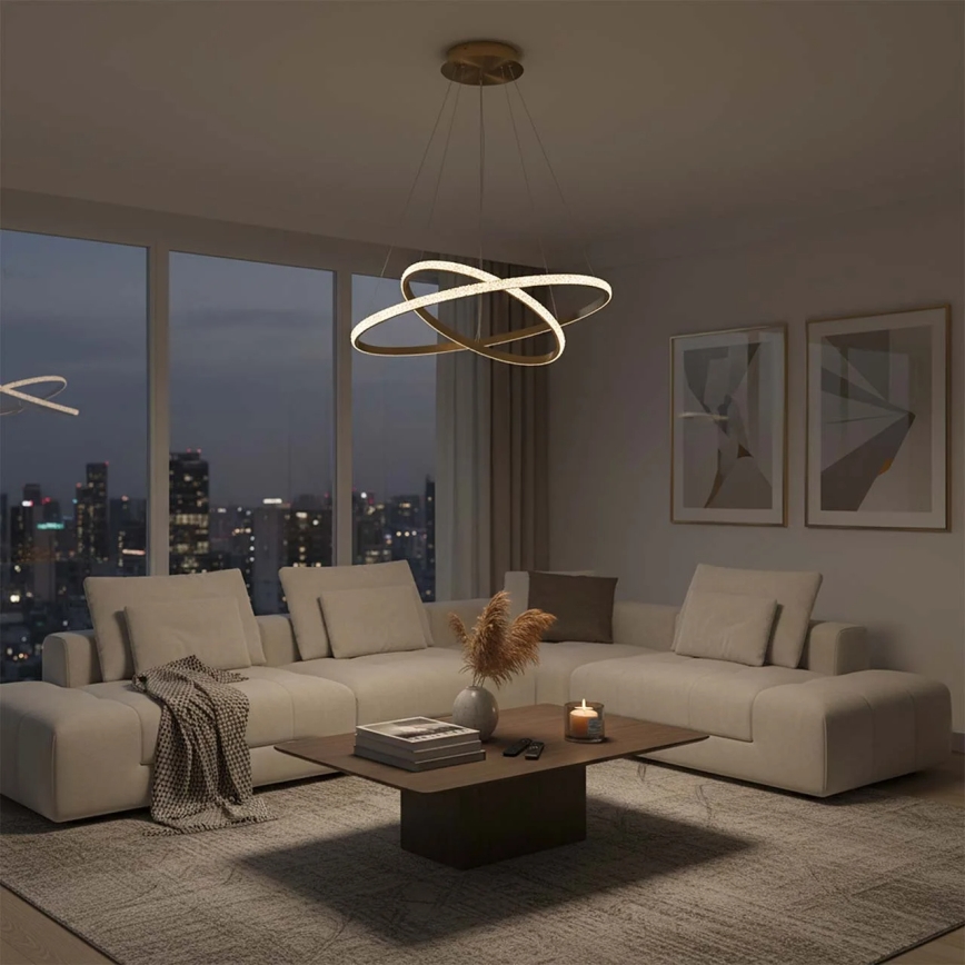 LED viseči lestenec DIANA na kablu, 44 W, 230 V, 4000 K, premer 59 cm, v zlati barvi