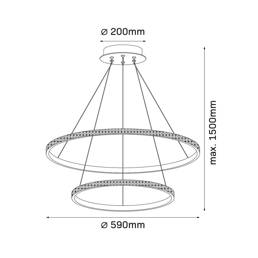 LED viseči lestenec DIANA na kablu, 44 W, 230 V, 4000 K, premer 59 cm, v zlati barvi