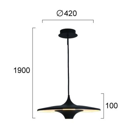 LED viseči lestenec na jeklenem kablu RENE LED/19W/230V CRI 90 črn