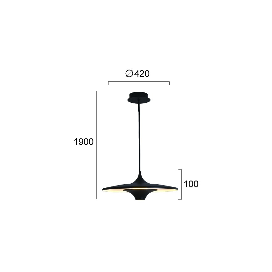 LED viseči lestenec na jeklenem kablu RENE LED/19W/230V CRI 90 črn