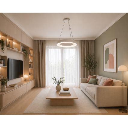 LED viseči lestenec na kablu DRAX LED/32W/230V 4000K, premer 38 cm, bela