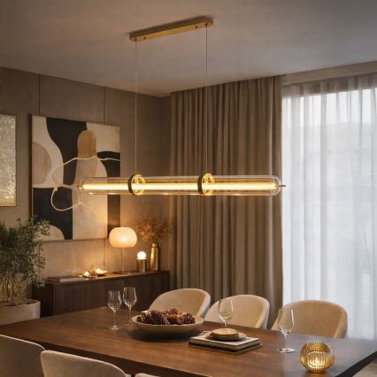LED viseči lestenec na kablu ELIANA LED/34W/230V, zlate barve