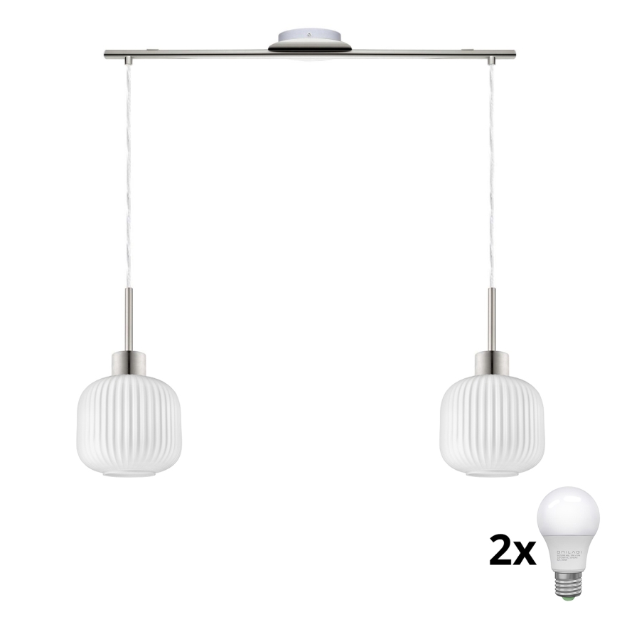 LED viseći luster HARMA 2xE27/60W/230V matni krom/bijela
