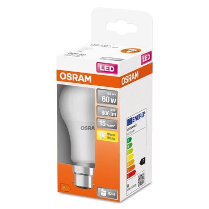 LED Žarnica A60 B22d/8,5W/230V 2700K - Osram
