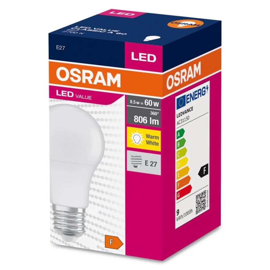 LED Žarnica A60 E27/8,5W/230V 2700K - Osram