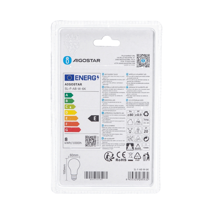 LED žarnica A60 E27/8W/230V 6500K - Aigostar