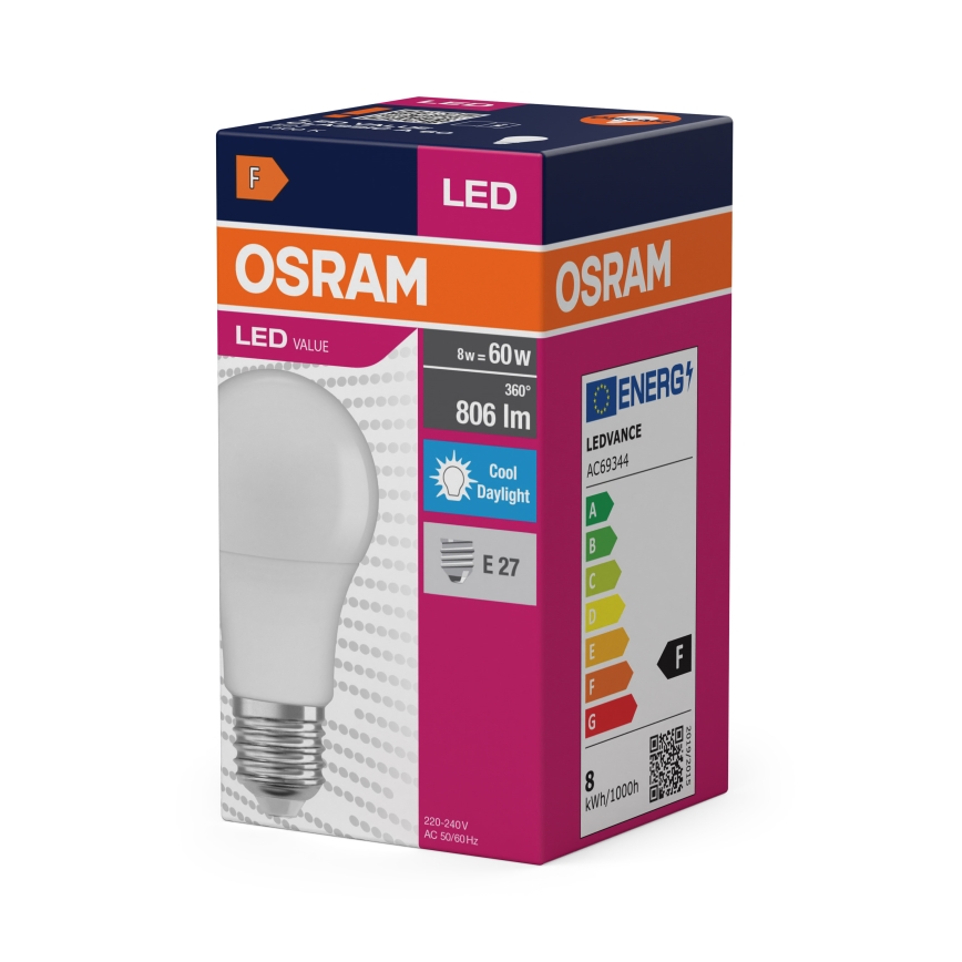 LED žarnica A60 E27/8W/230V 6500K - Osram