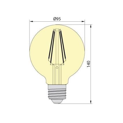 LED Žarnica CLASIC AMBER G95 E27/8W/230V 2200K – Brilagi