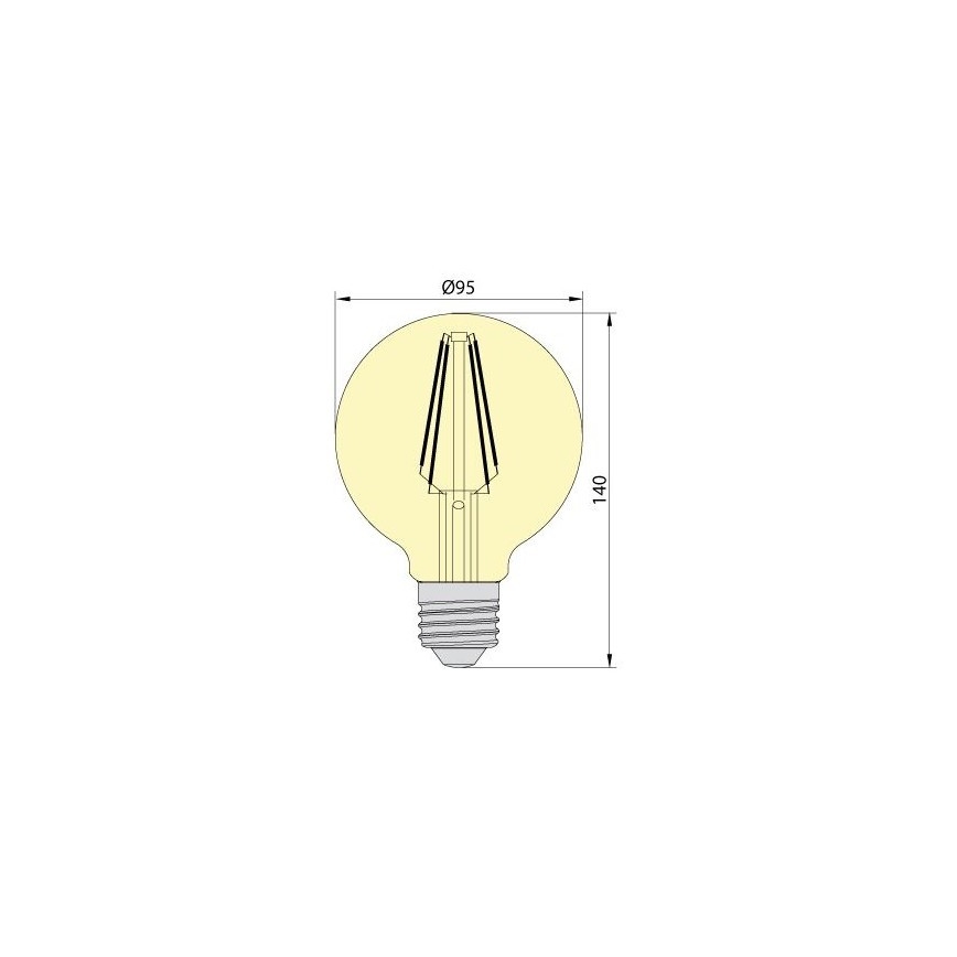 LED Žarnica CLASIC AMBER G95 E27/8W/230V 2200K – Brilagi
