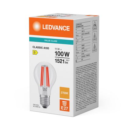 LED žarnica CLASSIC FILAMENT A60 E27/11W/230V 2700K - Ledvance