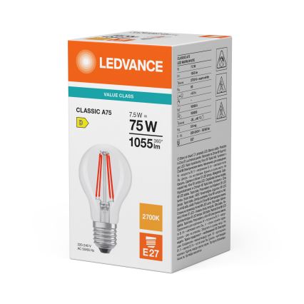 LED žarnica CLASSIC FILAMENT A60 E27/7,5W/230V 2700K - Ledvance