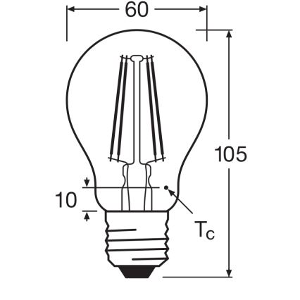 LED žarnica CLASSIC FILAMENT A60 E27/7,5W/230V 2700K - Ledvance