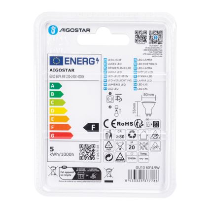 LED žarnica COB GU10/4,9W/230V 4000K - Aigostar