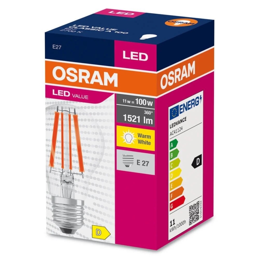 LED Žarnica FILAMENT A100 E27/11W/230V 2700K - Osram