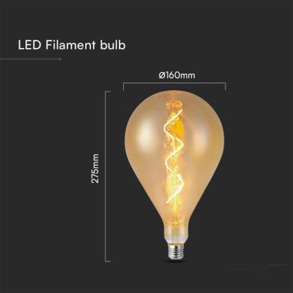 LED Žarnica FILAMENT A160 E27/4W/230V 2700K