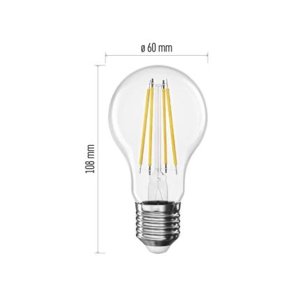 LED Žarnica FILAMENT A60 E27/3,8W/230V 2700K