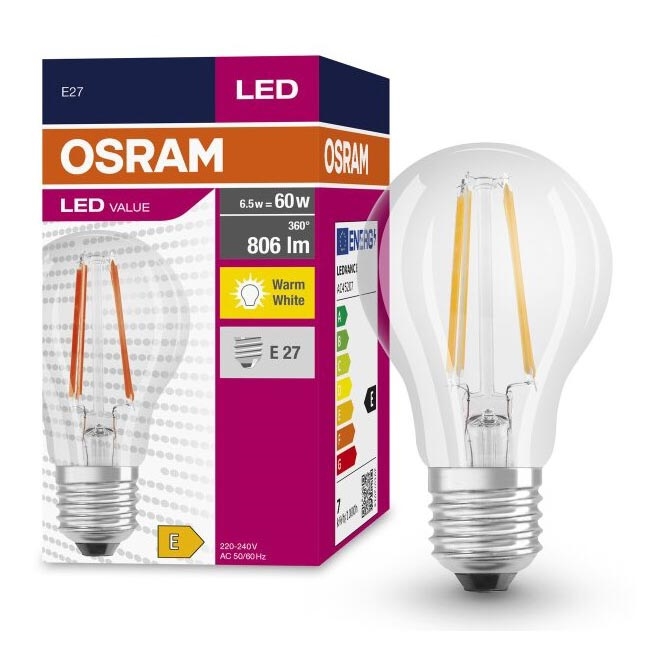 LED Žarnica FILAMENT A60 E27/6,5W/230V 2700K - Osram
