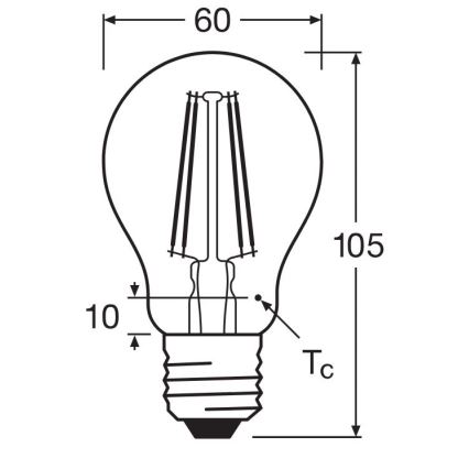 LED Žarnica FILAMENT A60 E27/6,5W/230V 2700K - Osram