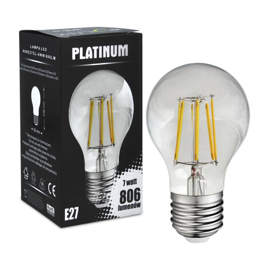 LED Žarnica FILAMENT A60 E27/7W/230V 3000K