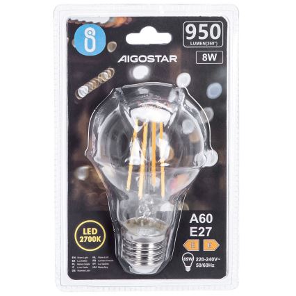 LED Žarnica FILAMENT A60 E27/8W/230V 2700K - Aigostar