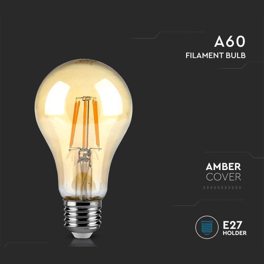 LED Žarnica FILAMENT AMBER A67 E27/10W/230V 2200K