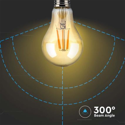 LED Žarnica FILAMENT AMBER A67 E27/10W/230V 2200K