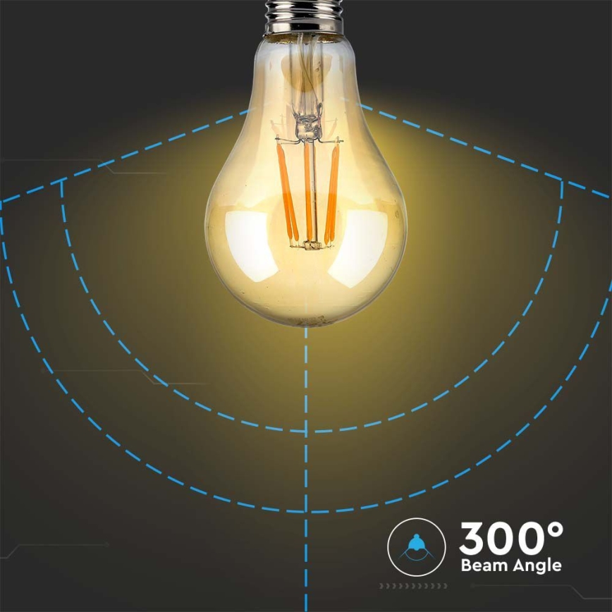 LED Žarnica FILAMENT AMBER A67 E27/10W/230V 2200K