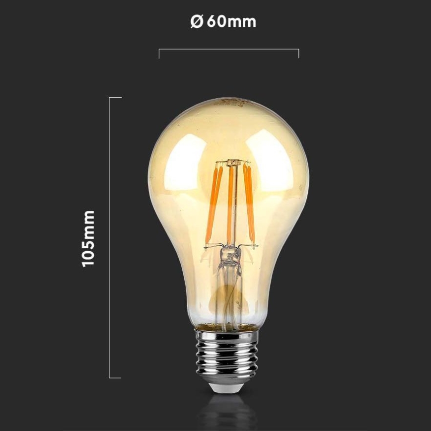 LED Žarnica FILAMENT AMBER A67 E27/10W/230V 2200K