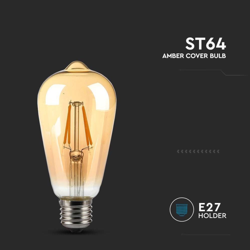 LED Žarnica FILAMENT AMBER ST64 E27/8W/230V 2200K