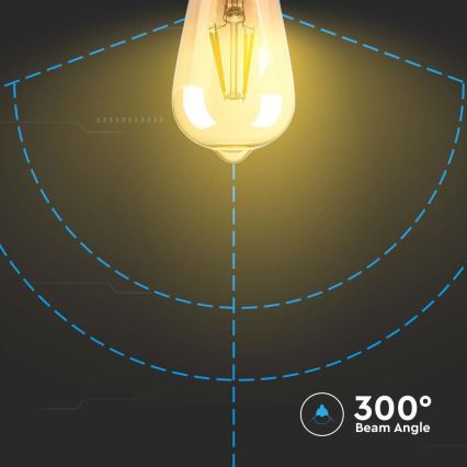 LED Žarnica FILAMENT AMBER ST64 E27/8W/230V 2200K