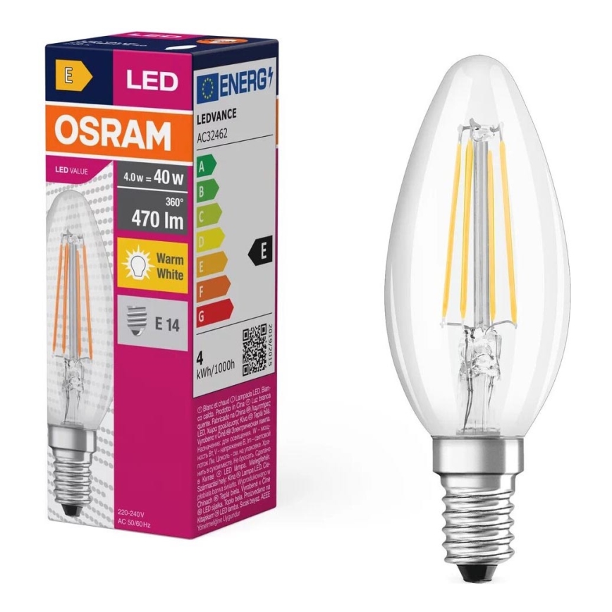 LED Žarnica FILAMENT B40 E14/4W/230V 2700K - Osram