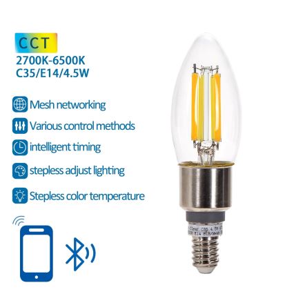 LED Žarnica FILAMENT C35 E14/4,5W/230V 2700-6500K - Aigostar