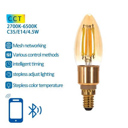 LED Žarnica FILAMENT C35 E14/4,5W/230V 2700-6500K - Aigostar