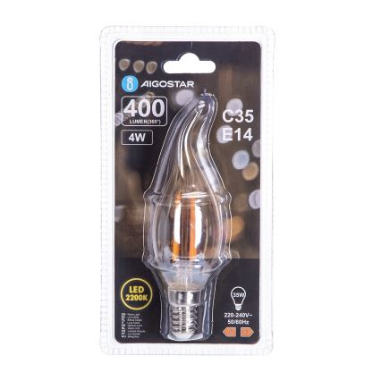 LED Žarnica FILAMENT C35 E14/4W/230V 2200K - Aigostar