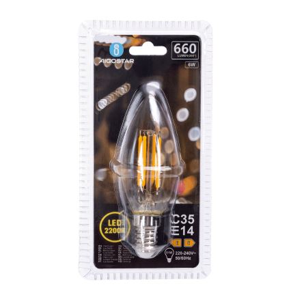 LED Žarnica FILAMENT C35 E14/6W/230V 2200K - Aigostar