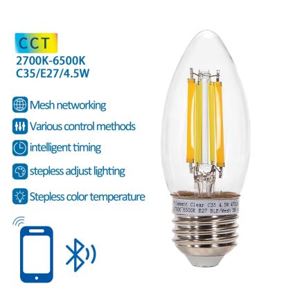 LED Zatemnitvena žarnica FILAMENT MESH Pametni C35 E27/4,5W/230V 2700-6500K - Aigostar