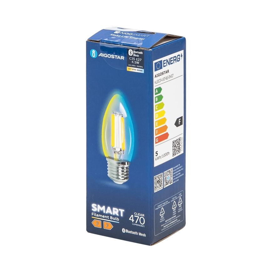 LED Zatemnitvena žarnica FILAMENT MESH Pametni C35 E27/4,5W/230V 2700-6500K - Aigostar
