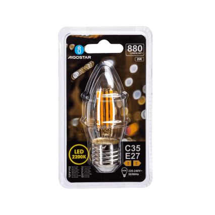 LED Žarnica FILAMENT C35 E27/8W/230V 2200K - Aigostar