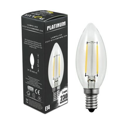 LED Žarnica FILAMENT C37 E14/2W/230V 3000K