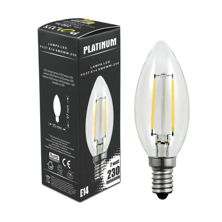LED Žarnica FILAMENT C37 E14/2W/230V 3000K