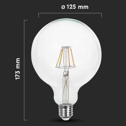 LED Žarnica FILAMENT G125 E27/10W/230V 3000K