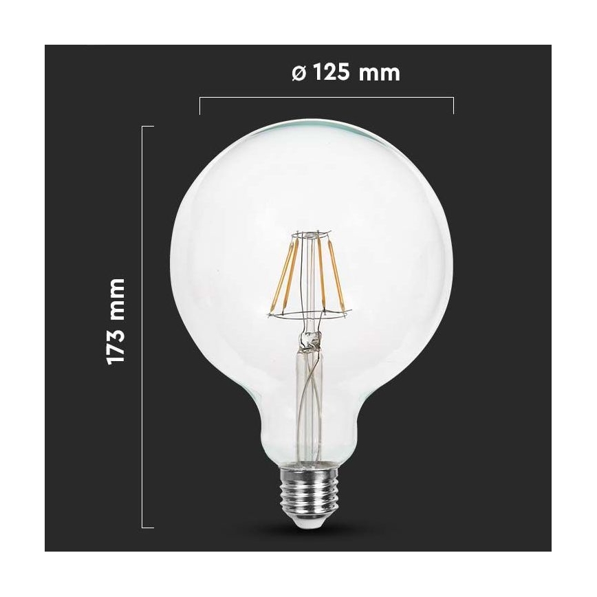 LED Žarnica FILAMENT G125 E27/10W/230V 3000K