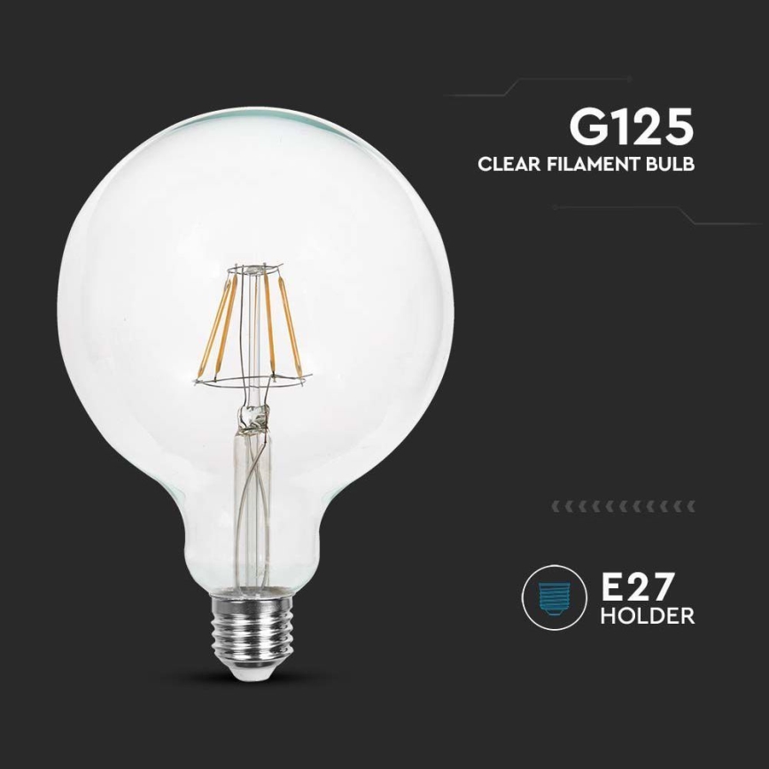 LED Žarnica FILAMENT G125 E27/10W/230V 4000K