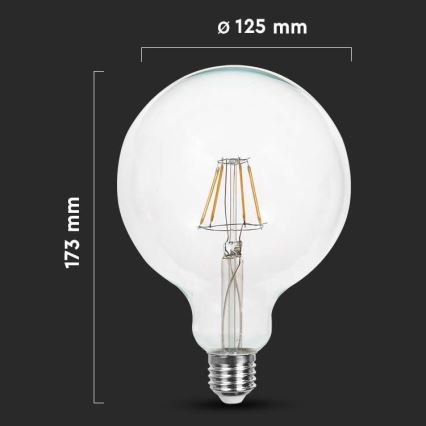 LED Žarnica FILAMENT G125 E27/10W/230V 4000K