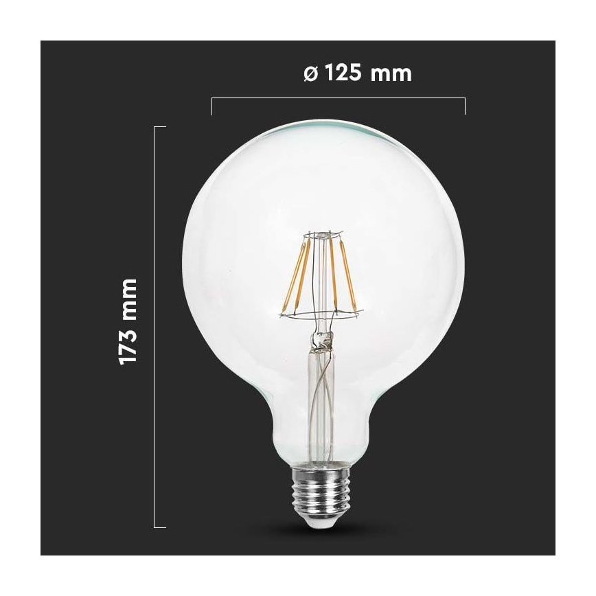 LED Žarnica FILAMENT G125 E27/10W/230V 4000K