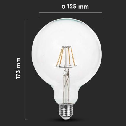 LED Žarnica FILAMENT G125 E27/10W/230V 6400K